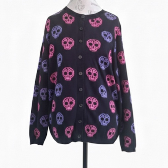 Modcloth Sweaters - ModCloth "I Want Candy" Skulls Cardigan Sweater Size 1X New With Tag!